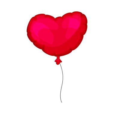 Kırmızı balon sevgililer günü. Beyaz arkaplanda çizgi film simgeleri vektör çizimi. Her amaç için harika bir tasarım.