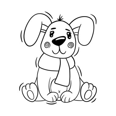 Çizgi filmdeki şirin yavru köpek. Hayvan izi. Beyaz arkaplanda izole edilmiş vektör illüstrasyonu.