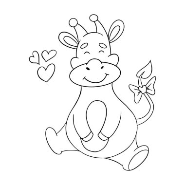 Şirin çizgi film bebek zürafası. Hayvan izi. Beyaz arkaplanda izole edilmiş vektör illüstrasyonu.