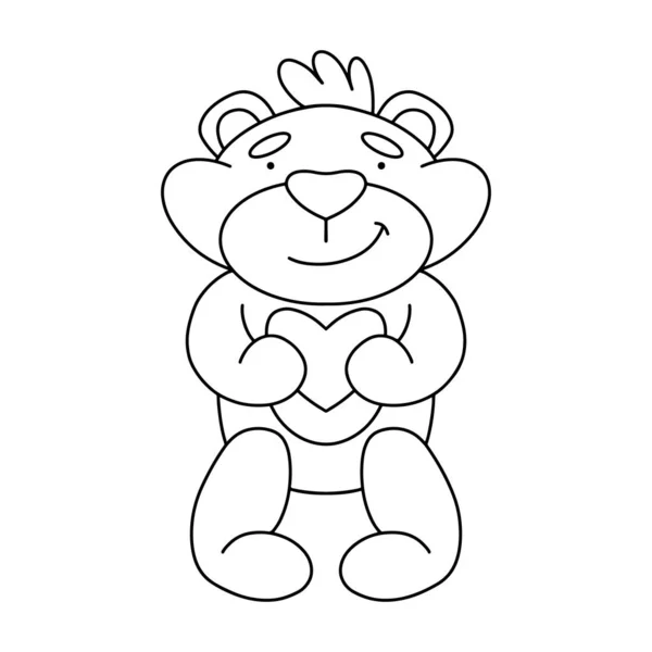 Bonito oso de dibujos animados. Estampado animal. Ilustración vectorial aislada sobre fondo blanco . — Archivo Imágenes Vectoriales