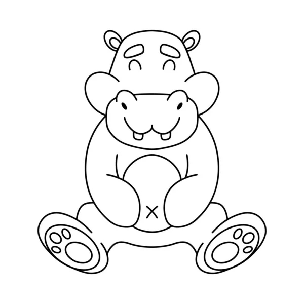 Cute cartoon baby hippo. Animal print. Vector illustration isolated on a white background. — Stock Vector
