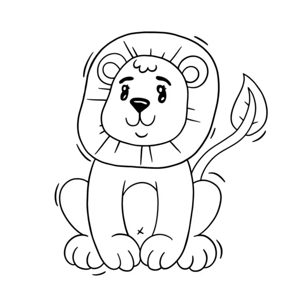 Cute cartoon baby lion. Animal print. Vector illustration isolated on a white background. — Stock Vector