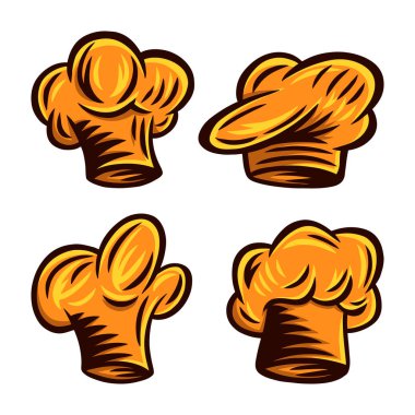 Eski Cook şapkası beyaz arka planda retro vektör çizimini izole etti. Her amaç için harika bir tasarım.