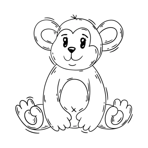 Leuke tekenfilm baby aap. Dierlijke afdruk. Vector illustratie geïsoleerd op een witte achtergrond. — Stockvector