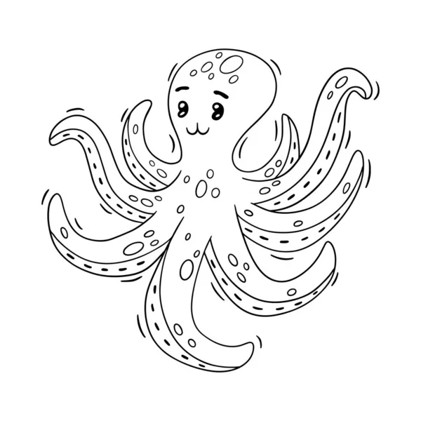 Roztomilá kreslená chobotnice. Zvířecí. Vektorová ilustrace izolovaná na bílém pozadí. — Stockový vektor