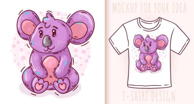 Çizgi film şirin bebek koalası. Beyaz arkaplanda vektör illüstrasyonu.