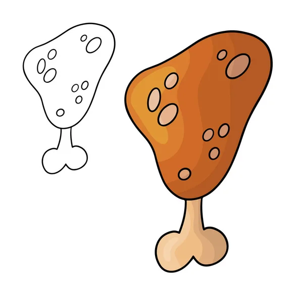 Cartoon doodle jambe de poulet. Élément design. Illustration vectorielle isolée sur fond blanc . — Image vectorielle
