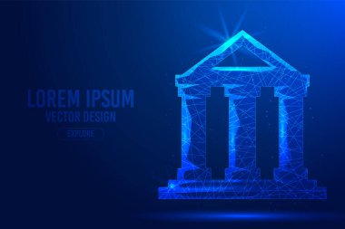 Banka simgesi geometrik çizgileri, düşük poli stili kablo taşıyıcı pankart şablonu. İzole edilmiş para, kredi, depolama kavramı.