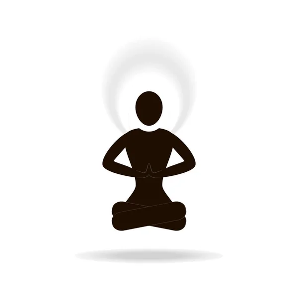 Siluett av kvinna som yoga. Lotus yogaställning. Padmasana. Kvinnor meditation. — Stock vektor