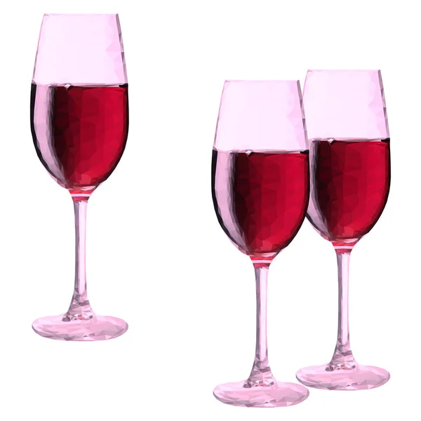 Red Wine Glass Low Poly Style Alcohol Drink Transparent Wine — Stock Vector