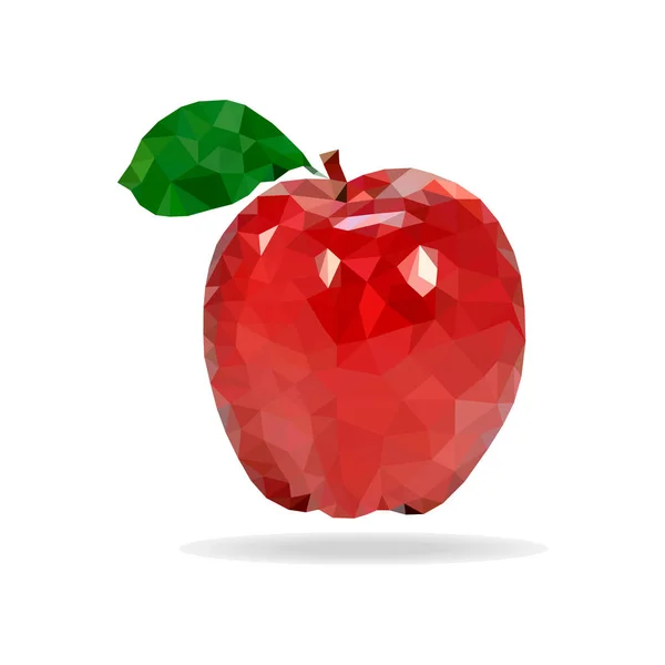 Çokgen Düşük Poli Elma Vektör Poligonal Kırmızı Elma Gometric Tarzı — Stok Vektör