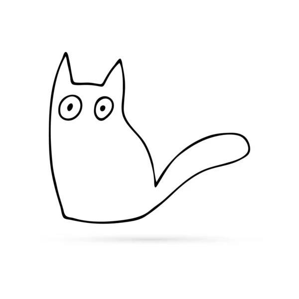 Doodle Katze Symbol Kinder Hand Zeichnung Kunstlinie Tier Vektor Illustration — Stockvektor