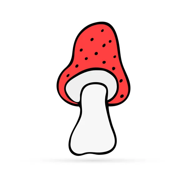 Doodle Mushroom Icon Kids Hand Drawing Vector Illustration — Stock Vector