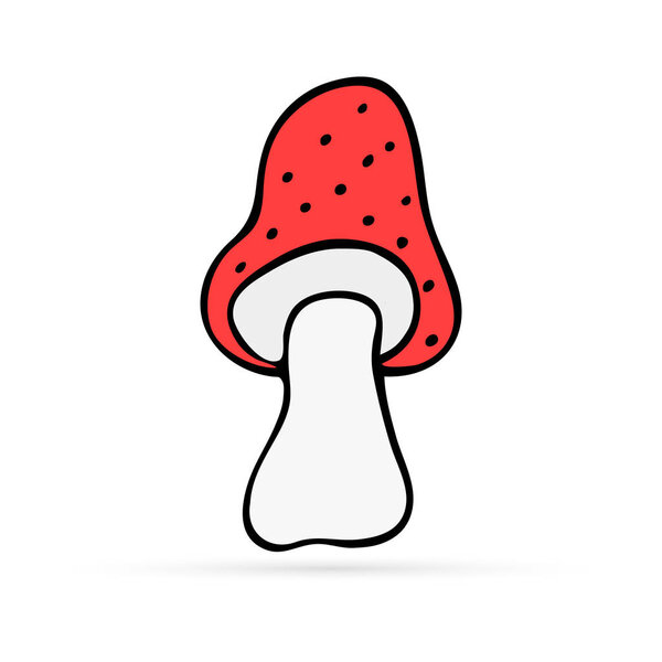 doodle mushroom icon, kids hand drawing, vector illustration