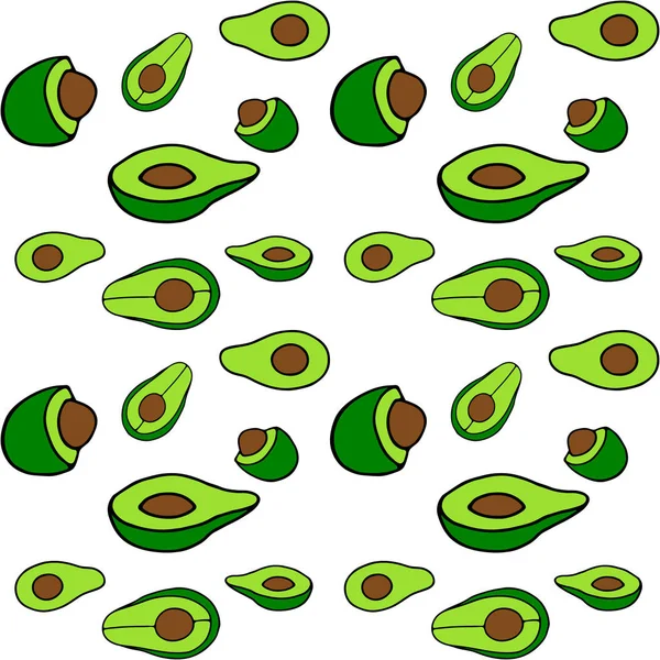 Avocado Muster Kritzelnahrung Kinder Zeichnen Vektor Illustration — Stockvektor