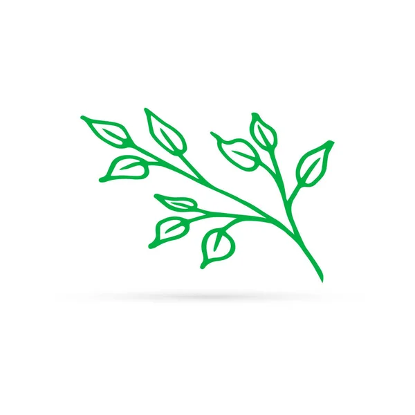 Linia Ikona Liści Sztuki Logo Symbol Wiosny Lata Lub Jesieni — Wektor stockowy