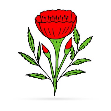 Yapraklı karalama gelinciği, çocuklar çiçek çizer, çizgi çizer çizer.