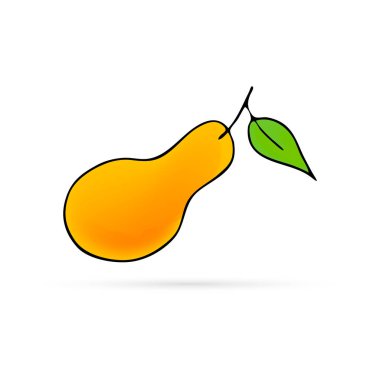 suluboya armut ikonu, karalama meyvesi, çocukların el çizimi sanat çizimi, vektör illüstrasyonu