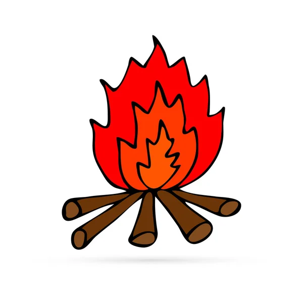 涂鸦消防图标 儿童手绘篝火 艺术线矢量插图 — 图库矢量图片