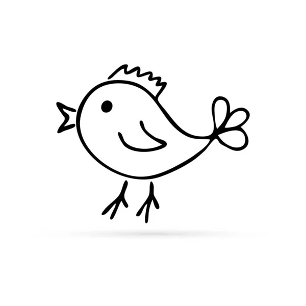 Doodle Bird Icon Line Art Animal Spring Vector Illustraton — 스톡 벡터