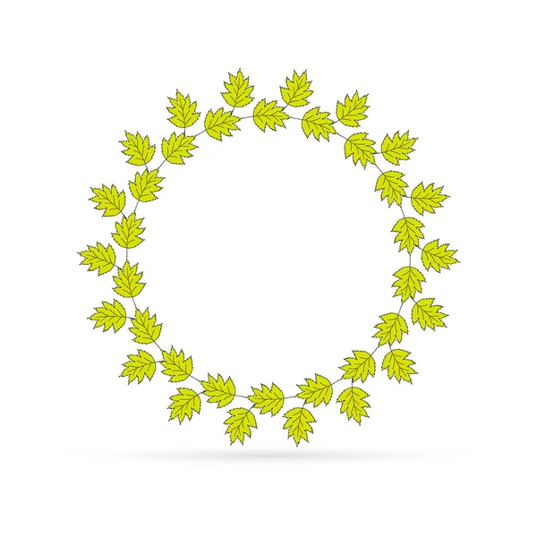 Doodle Wreaths Icon Leaf Frame Design Kids Hand Dwawing Art — Stock Vector