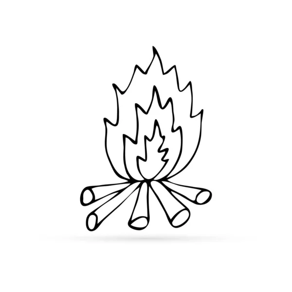Doodle Fire Icon Kids Hand Drawing Bonfire Art Line Vector — Stock Vector