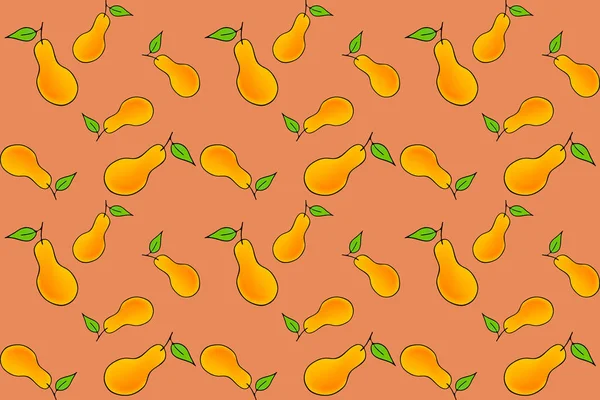 Motif Poire Aquarelle Fruit Doodle Dessin Main Des Enfants Ligne — Image vectorielle