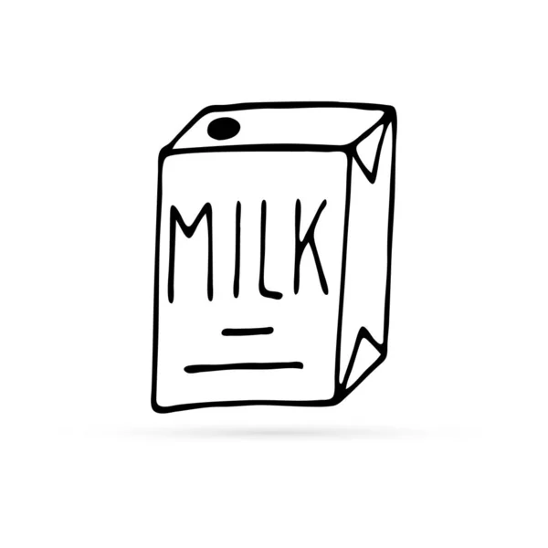 Doodle Milch Cartoon Symbol Kinder Hand Zeichnung Kunstlinie Lebensmittel Vektor — Stockvektor