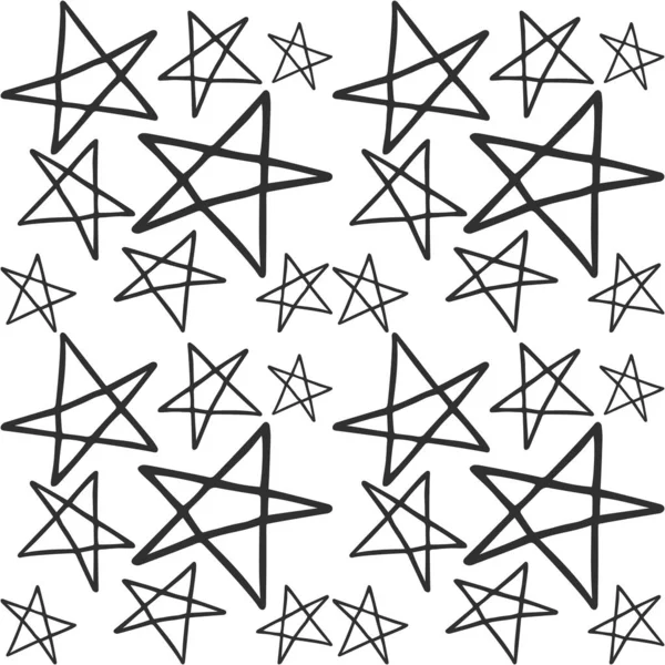 Motif Étoile Doodle Dessin Main Des Enfants Art Illustration Vectorielle — Image vectorielle