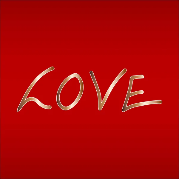 Doodle Amor Texto Dourado Vermelho Desenho Mão Ilustração Vetor Valentine — Vetor de Stock