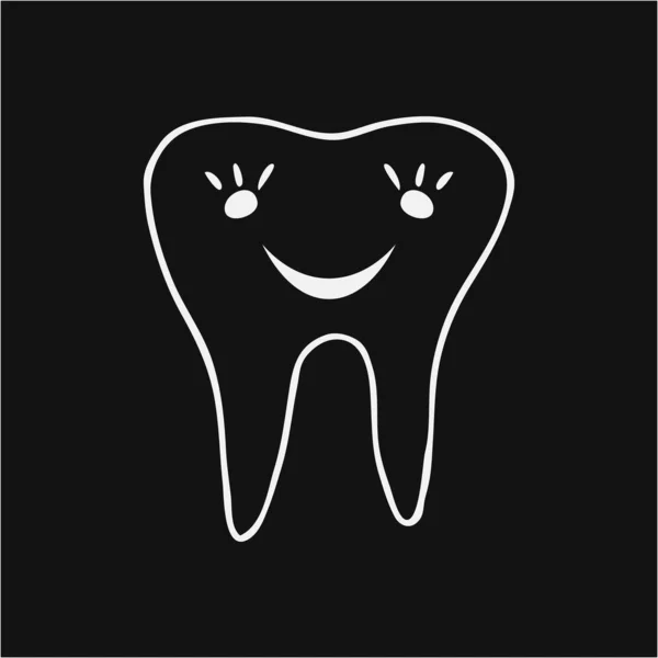 Doodle Dente Com Ícone Sorriso Crianças Mão Desenho Linha Arte —  Vetores de Stock