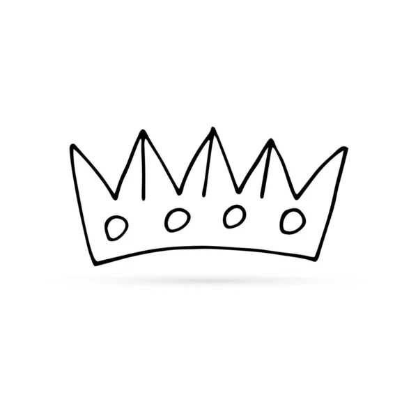Ikona Doodle Crown Děti Ruční Kreslení Pro Design Vektorová Ilustrace — Stockový vektor