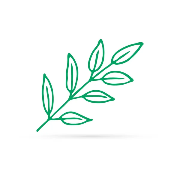Linie Kunst Blatt Symbol Logo Frühling Sommer Kinder Doodle Umriss — Stockvektor