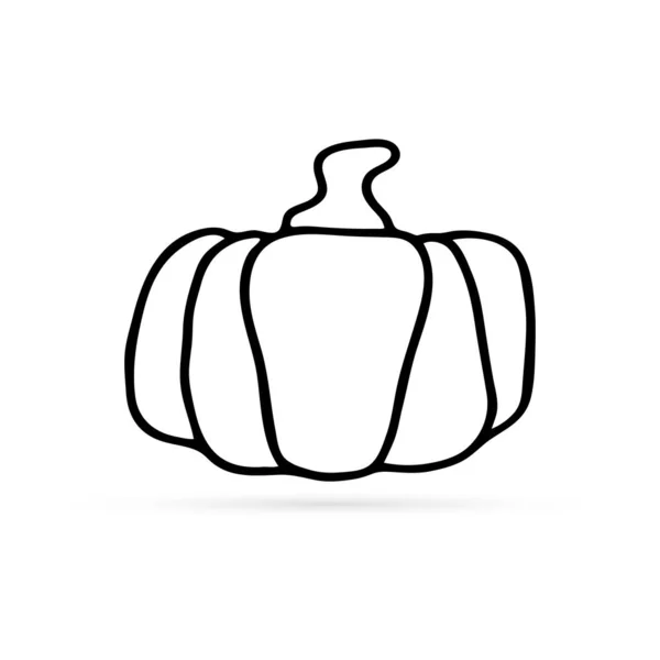 Handtekening Doodle Pompoen Pictogram Halloween Symbool Voedsel Vector Illustratie — Stockvector