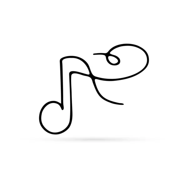 Ícone Nota Música Arte Linha Sinais Musicais Doodle Signature Note — Vetor de Stock