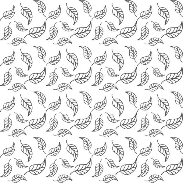 Line art leaf pattern. Doodle leaves. Spring, summer or autumn  symbol. Vector illustration.