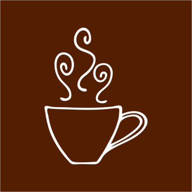 Kahve ya da çay bardağı ikonu. Çizgisel şablon, sıcak içecek işareti. İçecek sembolü. Vektör illüstrasyonu.