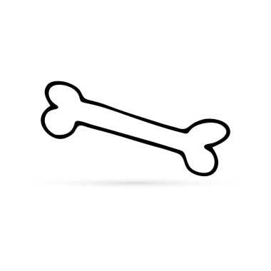 Doodle siluet köpek kemiği. El çizimi grunge çizimi. Vektör illüstrasyonu.