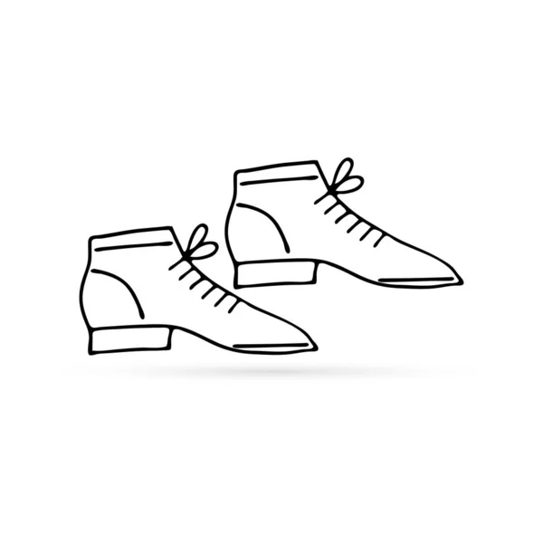 Doodle Boots Icon Kids Hand Drawing Line Art Vector Illustration — Stock Vector