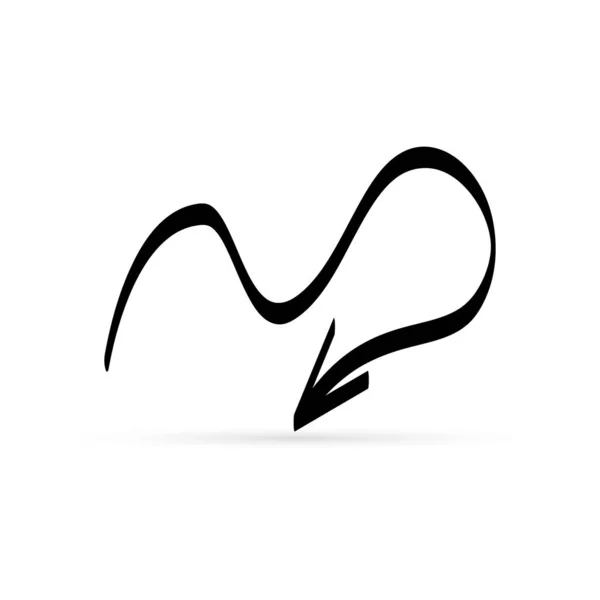 白い背景に隔離された落書きの矢印アイコン 子供たちの手描きのアートライン 概要ベクトル図 — ストックベクタ