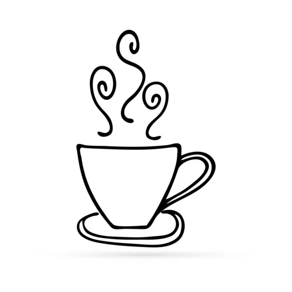 Ikone Für Kaffee Oder Teetassen Isoliert Auf Weiß Kritzeleien Umreißen — Stockvektor