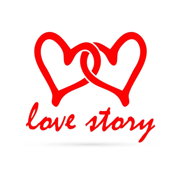 Esboço Coração Vermelho Isolado Branco História Amor Ícone Desenho Mão — Vetor de Stock