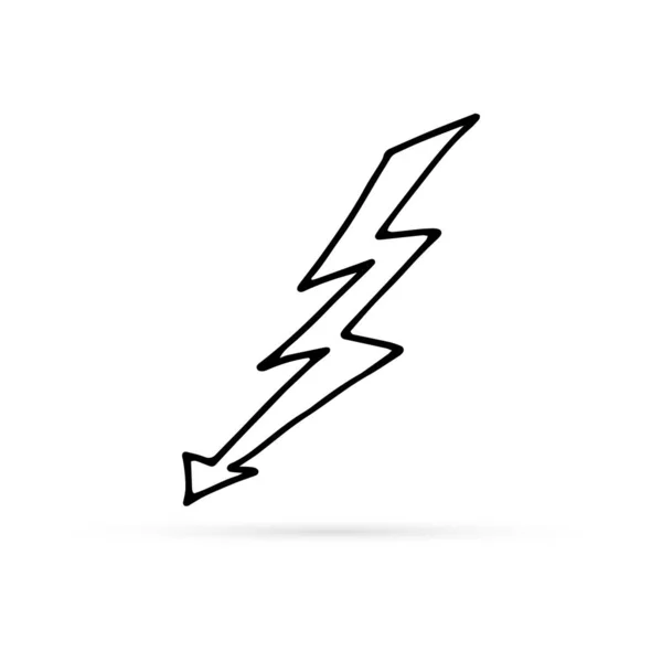 Doodle Bliksem Vector Icoon Donder Oplaadvermogen Voor Elektriciteit Batterijen Kinderen — Stockvector