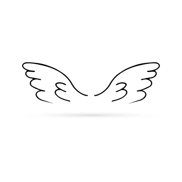 Ikona Čmáraných Křídel Ptačí Nebo Andělský Symbol Děti Ručně Kreslí — Stockový vektor