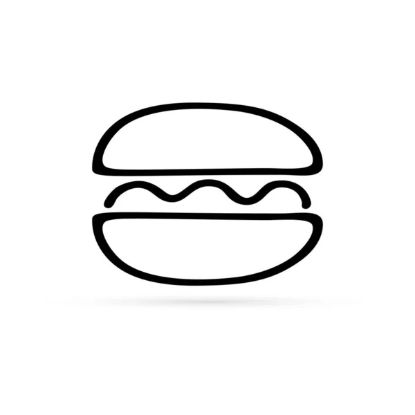 Outline Burger Icon Isolated Doodle Kids Hand Drawing Art Line — 图库矢量图片