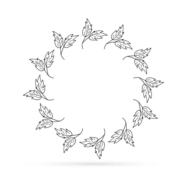 Doodle Wreaths Icon Isolated Leaf Frame Design Kids Hand Dwawing — 图库矢量图片