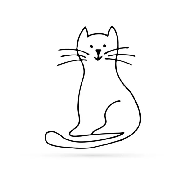 Doodle Katze Symbol Isoliert Umreißen Kinder Hand Zeichnung Kunst Skizze — Stockvektor