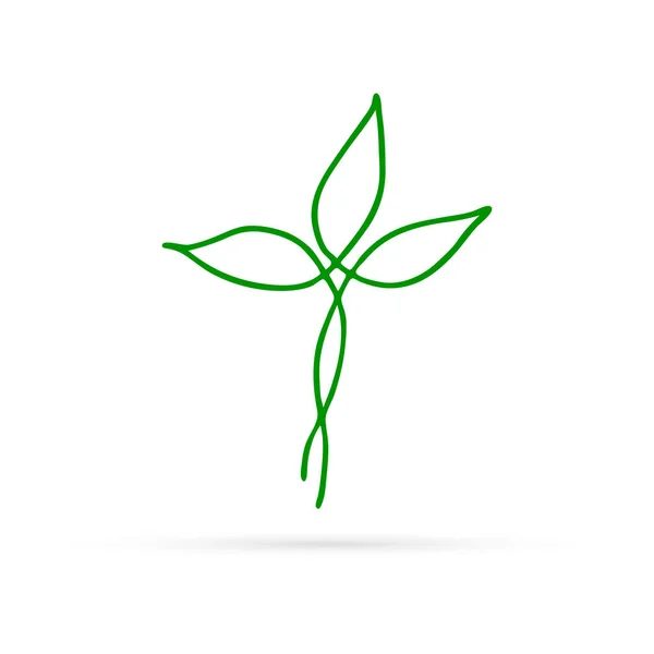 Outline Art Leaf Icoon Geïsoleerd Logo Lente Zomer Herfst Symbool — Stockvector