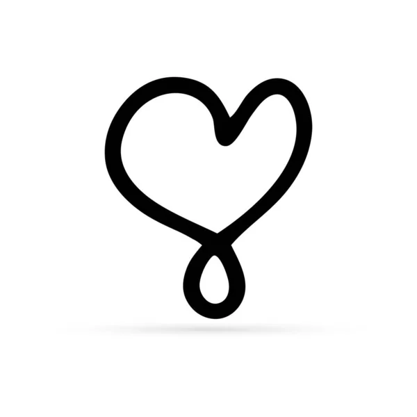 Icona Del Cuore Doodle Isolato Contorno Bambini Mano Disegno Icona — Vettoriale Stock