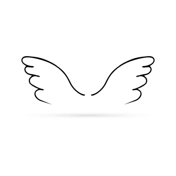 Ikona Čmáraných Křídel Ptačí Nebo Andělský Symbol Děti Ručně Kreslí — Stockový vektor